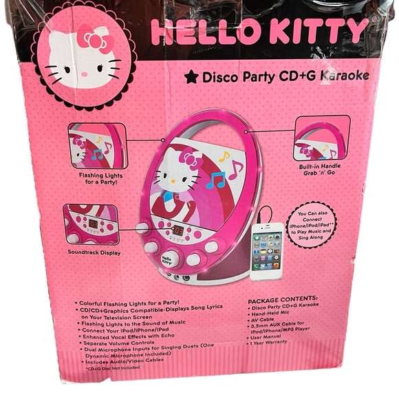 Hello Kitty Disco Party CD+G Disco Karaoke Machine Bundle with 2 song CD *works* - Picture 9 of 10